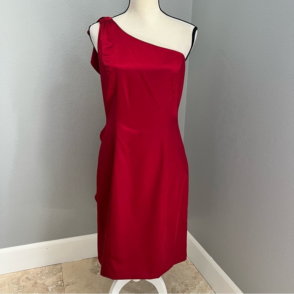 ANTONIO MELANI Red Asymmetrical One-Shoulder Cocktail Dress